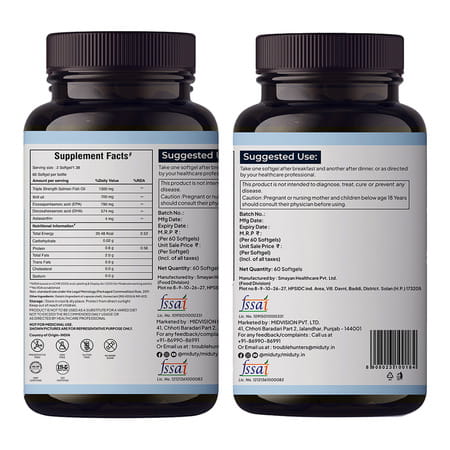 Miduty Krill Omega Complex - Omega 3 - Epa & Dha - Heart & Brain Health - Astaxanthin - 60 Softgels