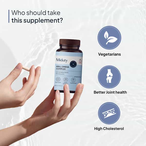 Miduty Krill Omega Complex - Omega 3 - Epa & Dha - Heart & Brain Health - Astaxanthin - 60 Softgels