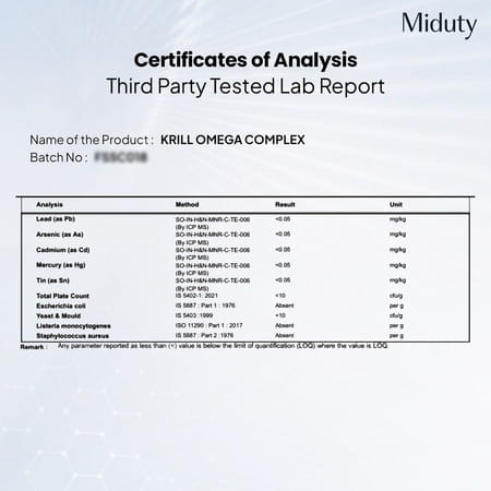 Miduty Krill Omega Complex - Omega 3 - Epa & Dha - Heart & Brain Health - Astaxanthin - 60 Softgels
