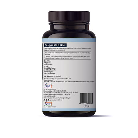 Miduty Krill Omega Complex - Omega 3 - Epa & Dha - Heart & Brain Health - Astaxanthin - 60 Softgels