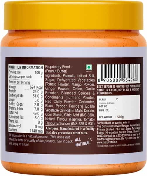 Max Protein Peanut Spread - Tangy Tomato [340 Gm] - Pack Of 1
