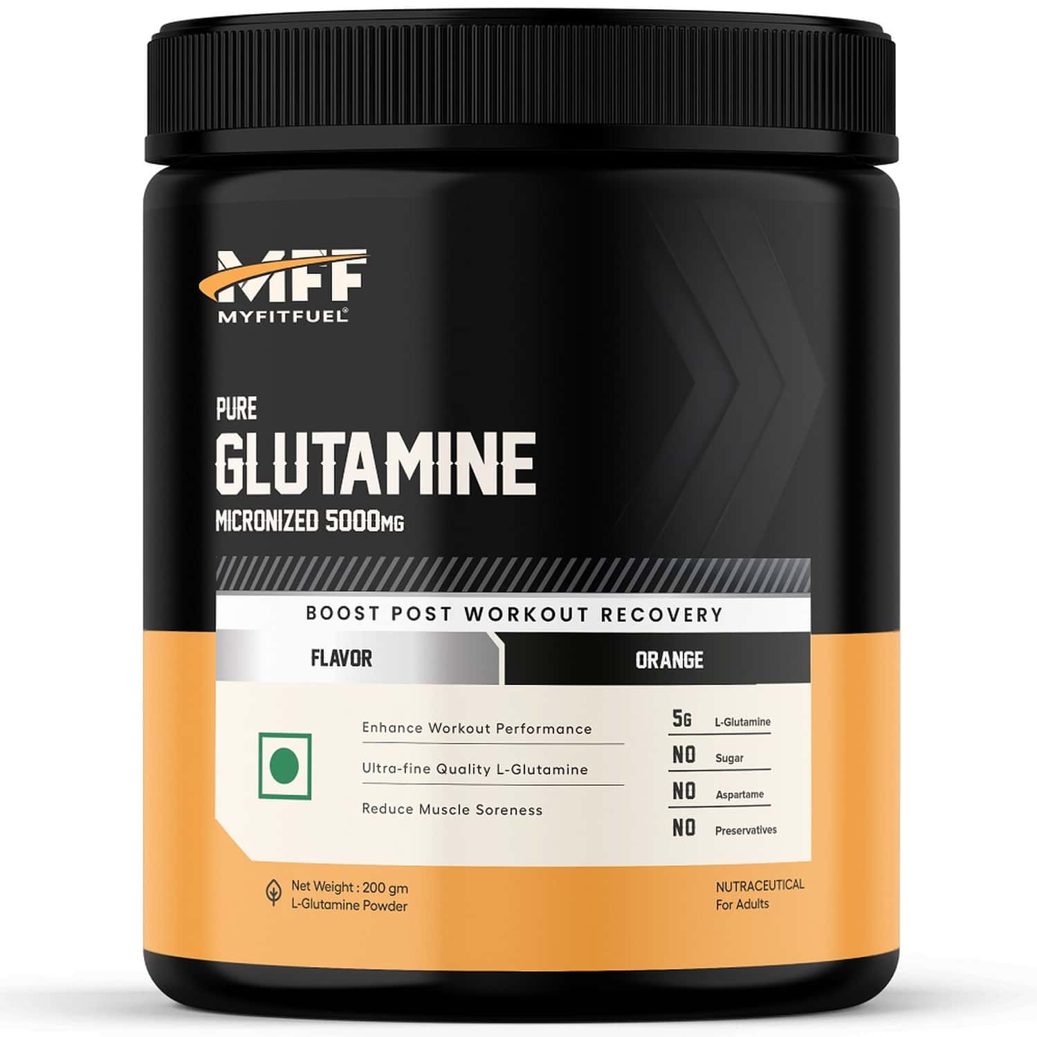 Myfitfuel Pure Glutamine (.44 Lbs) 200 Gm | Orange| Amino Acid