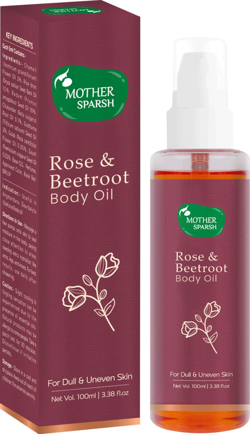 Mother Sparsh Rose & Beetroot Refreshing & Deep Moisturizing Non Sticky Body Massage Oil - 100ml