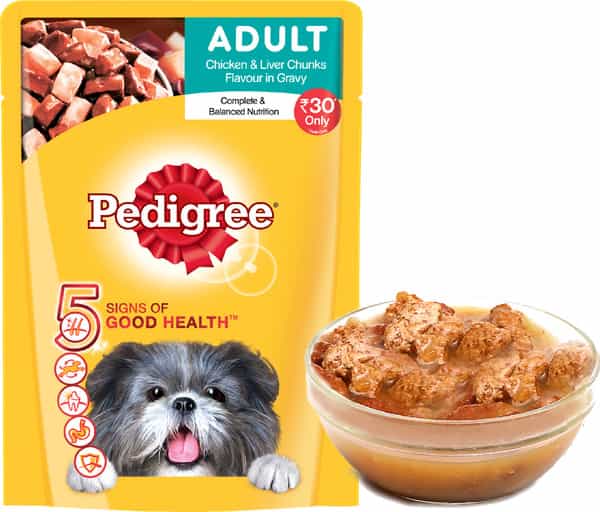 Pedigree Chicken & Liver Chunks Wet Adlt 80G