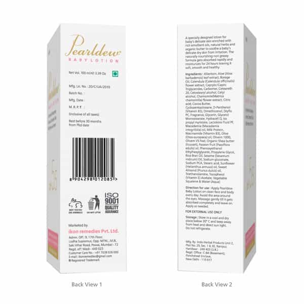 Pearldew Baby Lotion 100 Ml | Aloe | Coco Butter | Grape Seed Oil | Almond Oil (Pack Of 2)