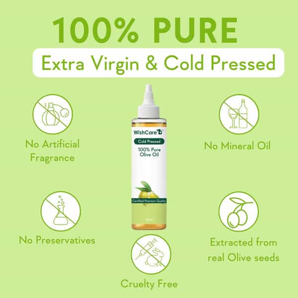 Wishcare 100% Pure Cold Pressed Olive Oil For Healthy Hair And Glowing Skin (200Ml)