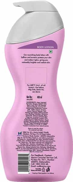 Parachute Advansed Radiant Glow Body Lotion With Saffron & Turmeric Naturally Bright Skin 400 Ml