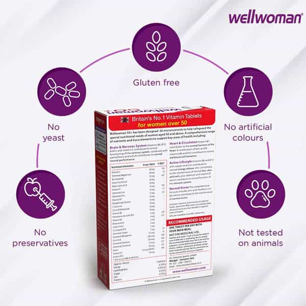 Wellwoman 50+ - Health Supplements (26 Vitamins And Minerals) With Wellman 30 Tablet Free