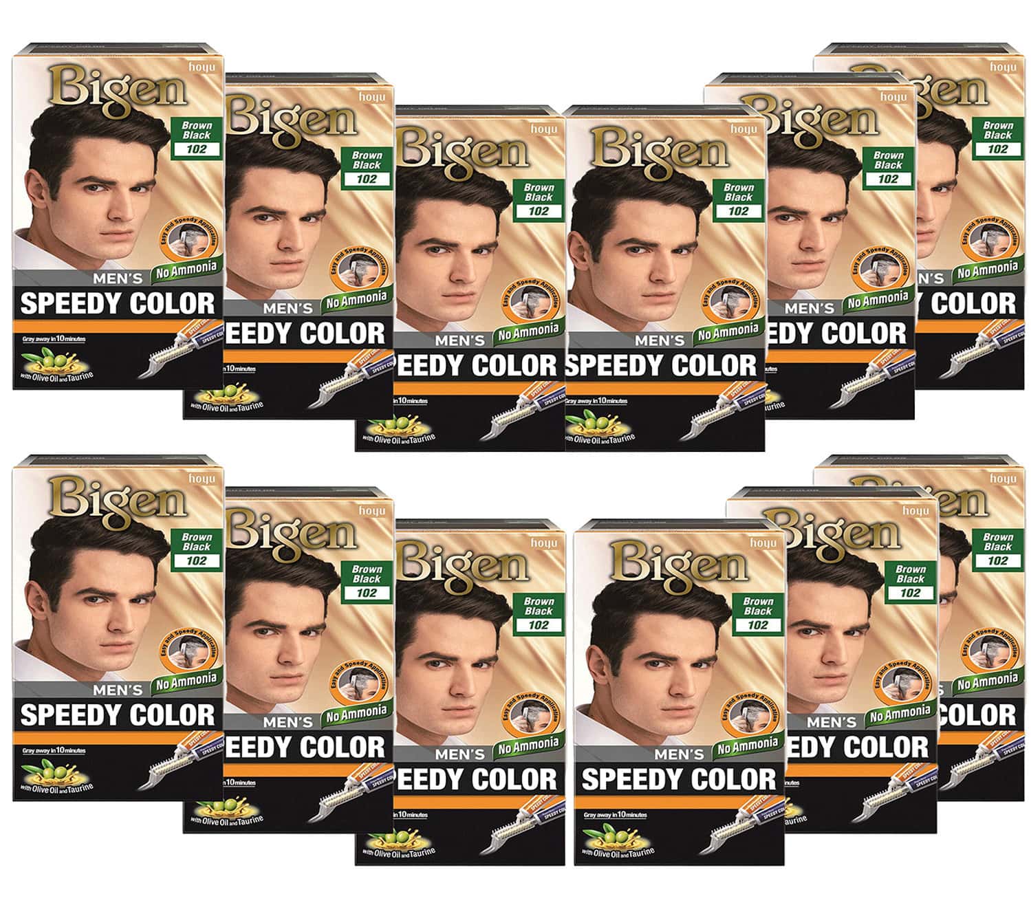 Bigen Men's Speedy Color Brown Black 102 80g (pack Of 12)