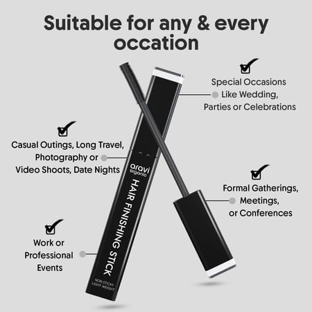 Aravi Organic Hair Finishing Stick - Smoothens & Tames Hair | Adds Shine & Controls Frizz - 15Ml