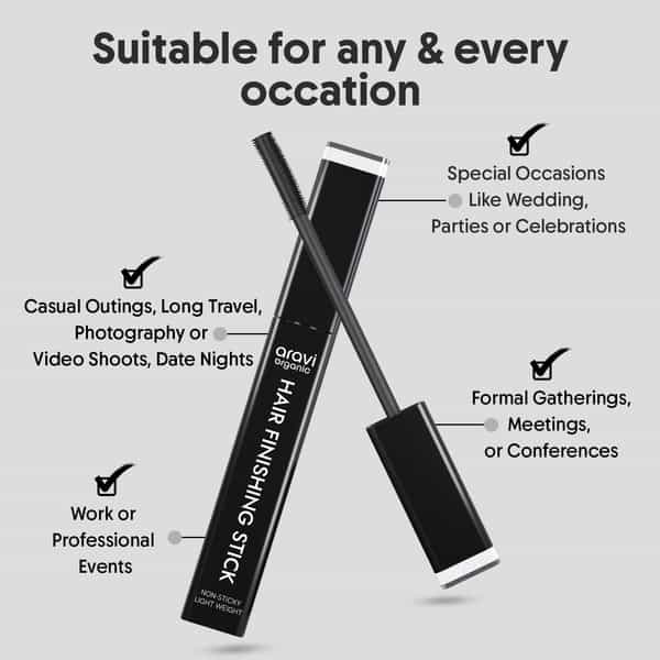 Aravi Organic Hair Finishing Stick - Smoothens & Tames Hair | Adds Shine & Controls Frizz - 15Ml