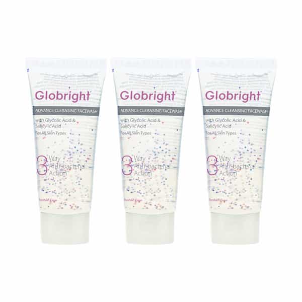 Globright 3 Way Antibacterial Face Wash 100 Ml | Salicylic Acid 0.5 % | Soap Free (Pack Of 3)