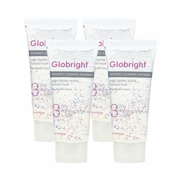 Globright 3 Way Antibacterial Face Wash 100 Ml | Salicylic Acid 0.5 % | Soap Free (Pack Of 3)