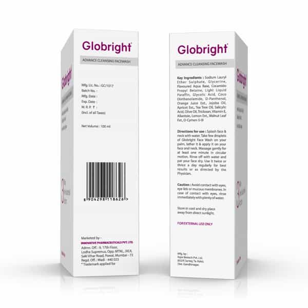 Globright 3 Way Antibacterial Face Wash 100 Ml | Salicylic Acid 0.5 % | Soap Free (Pack Of 3)