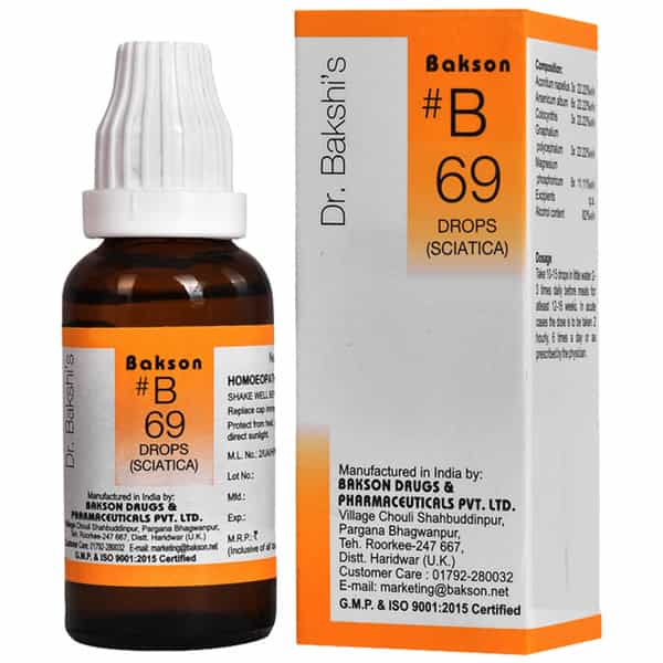Dr Bakshi's Bakson Homoeopathy B69 Sciatics Drops 30 Ml
