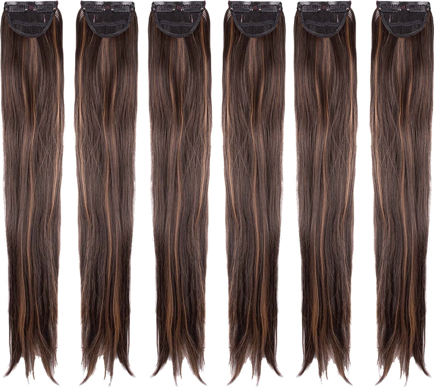 Streak Street Clip-In 24" Straight Mix-Brown Side Patches (6pcs Set)