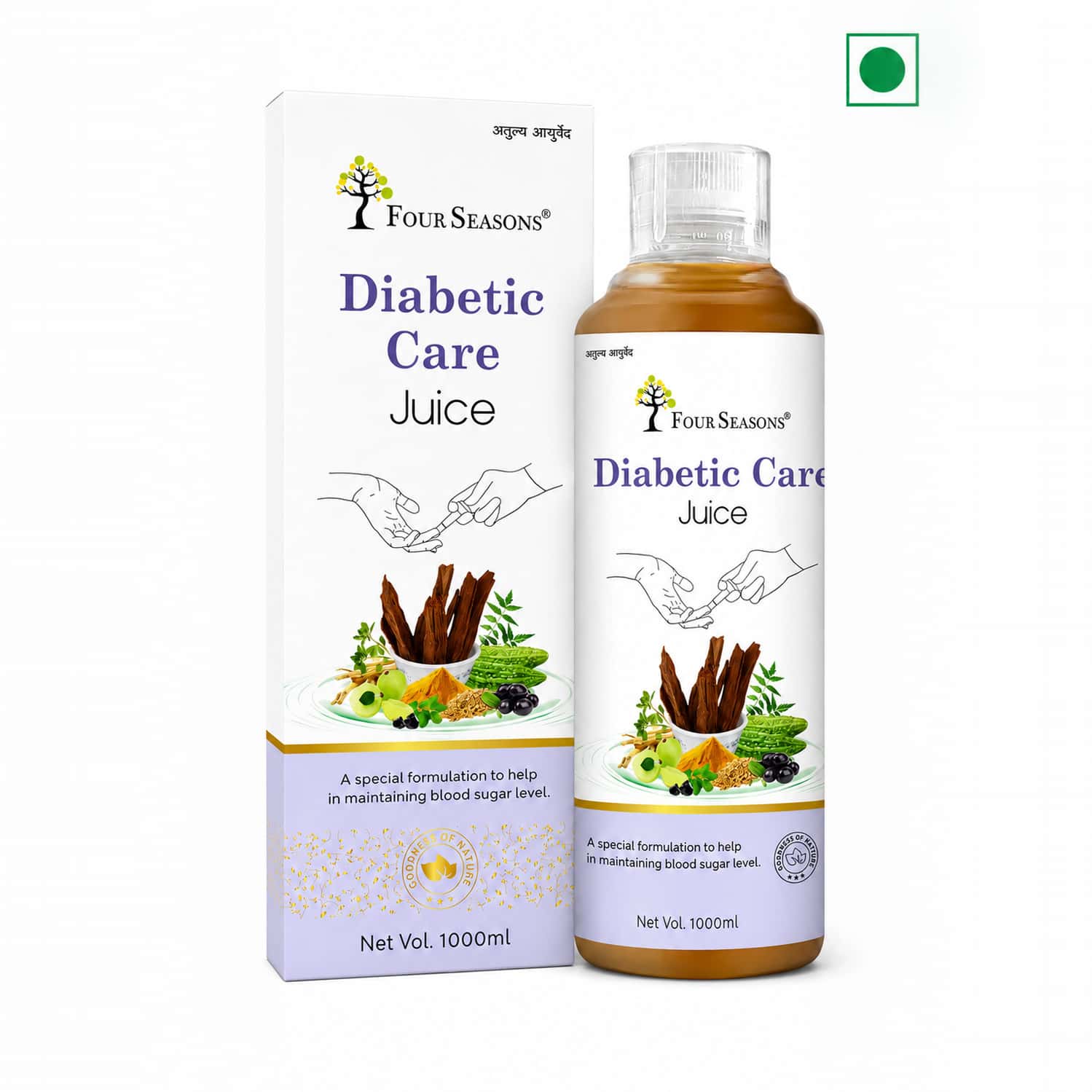 Four Seasons Diabetic Care Juice 1l | Manage Blood Sugar | Neem | Karela | Jamun | Amla 11+ Herbs