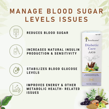 Four Seasons Diabetic Care Juice 1L | Manage Blood Sugar | Neem | Karela | Jamun | Amla 11+ Herbs