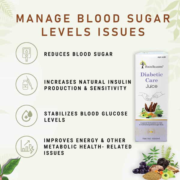 Four Seasons Diabetic Care Juice 1L | Manage Blood Sugar | Neem | Karela | Jamun | Amla 11+ Herbs