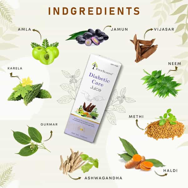 Four Seasons Diabetic Care Juice 1L | Manage Blood Sugar | Neem | Karela | Jamun | Amla 11+ Herbs