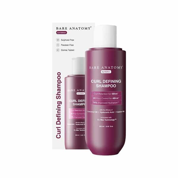 Bare Anatomy Curl Defining Shampoo | Curl Retention & 2X Frizz Protection |Women & Men-250Ml