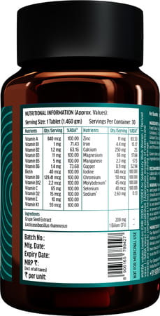 Hk Vitals Multivitamin Adults 50+ (30 Tabs) | For Joints | Heart | Energy & Healthy Ageing
