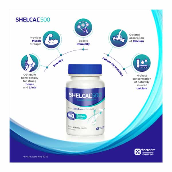 Shelcal 500Mg Bottle Of 30 Tablets