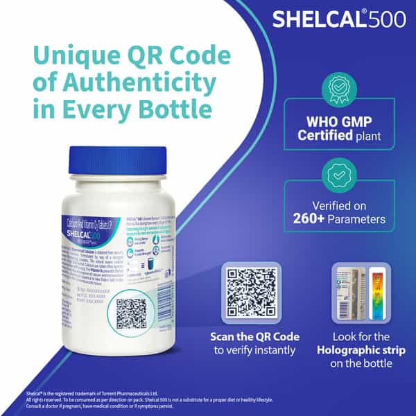 Shelcal 500Mg Bottle Of 30 Tablets