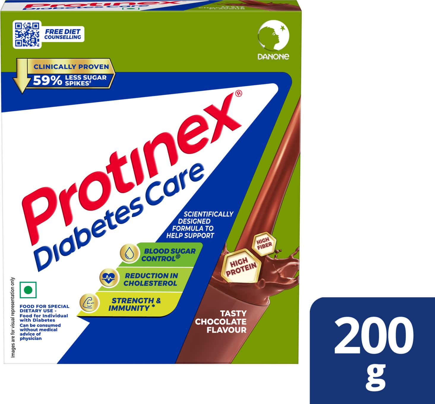 Protinex Diabetes Care | Tasty Chocolate Flavour | 59% Less Post Meal Sugar Spikes | Box 200 Gm