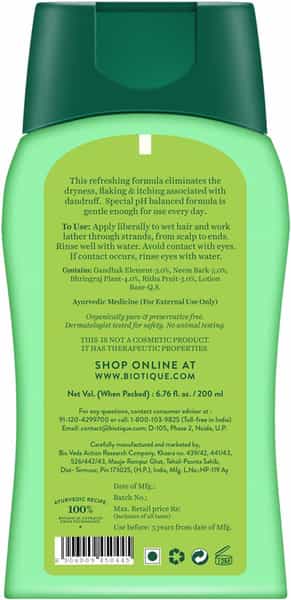 Biotique Bio Neem Margosa Shampoo Anti Dandruff Shampoo And Conditioner 200 Ml