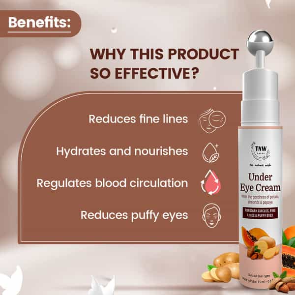 Tnw The Natural Wash Under Eye Cream With Cooling Massage Roller - 15 Ml