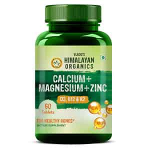 Vlado's Himalayan Organics Calcium Magnesium Zinc Vitamin D3 & B12- 60 Vegetarian Tablets