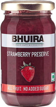Bhuira All Natural Strawberry Preserve And Three Fruit Marmalade | No Sugar |240 Gm X 2 - Pack Of 2