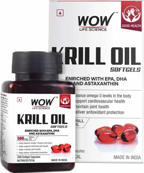 Wow Life Science Krill Oil 500 Mg - 30 Softgel Capsules