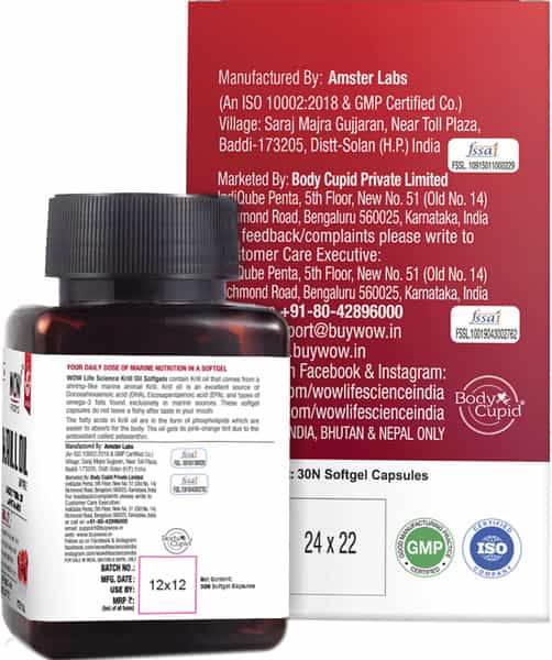 Wow Life Science Krill Oil 500 Mg - 30 Softgel Capsules