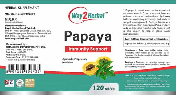 Way2herbal Papaya 120 Tablets Pack Of 2