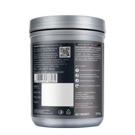 Muscleblaze Creatine Monohydrate Cream With Creabsorb | 320g | Juicy Berries With Shaker | 650ml