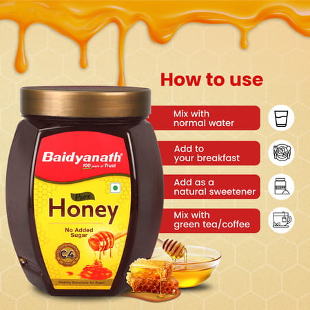 Baidyanath Pure Honey 250g | C4 Approved -International Standard | 100% Natural With No Added Sugar