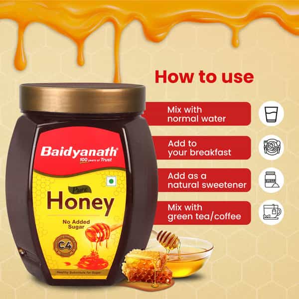 Baidyanath Ayurved Pure Honey 250G | C4 Approved | No Added Sugar