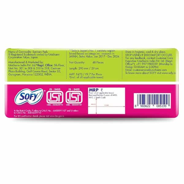 Sofy Antibacteria Slim Xl Size (290 Mm) Sanitary Pads 48 No's