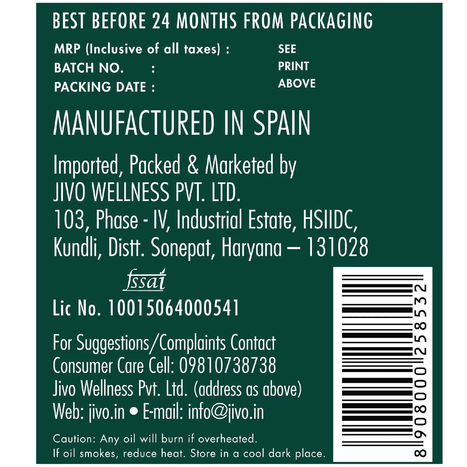 Buy JIVO PURE OLIVE OIL CHEMICAL FREE USED FOR COOKING AND SKIN