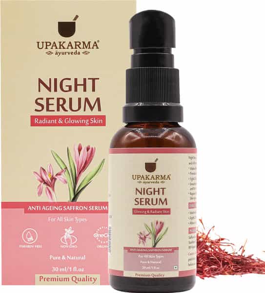 Upakarma Night Serum With Saffron For Face Night Skin Repair And Anti Aging -30Ml