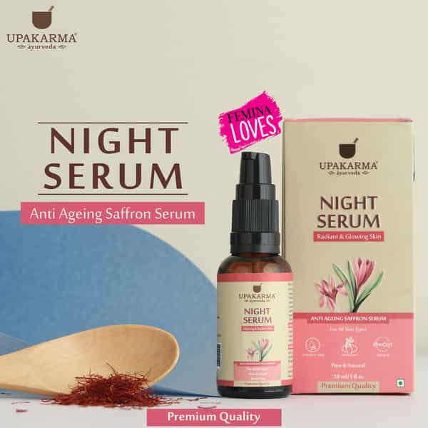 Upakarma Night Serum With Saffron For Face Night Skin Repair And Anti Aging -30Ml