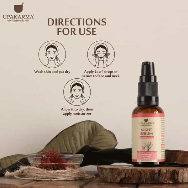 Upakarma Night Serum With Saffron For Face Night Skin Repair And Anti Aging -30Ml