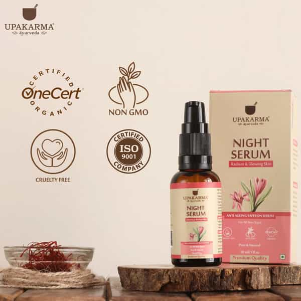 Upakarma Night Serum With Saffron For Face Night Skin Repair And Anti Aging -30Ml
