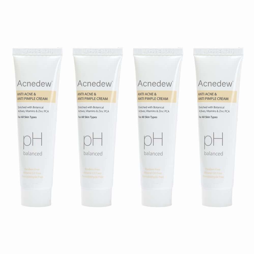 Acnedew Anti Acne & Pimple Cream | With Glycolic Acid & Zinc Pca | Paraben Free (25 Gm Pack Of 4)