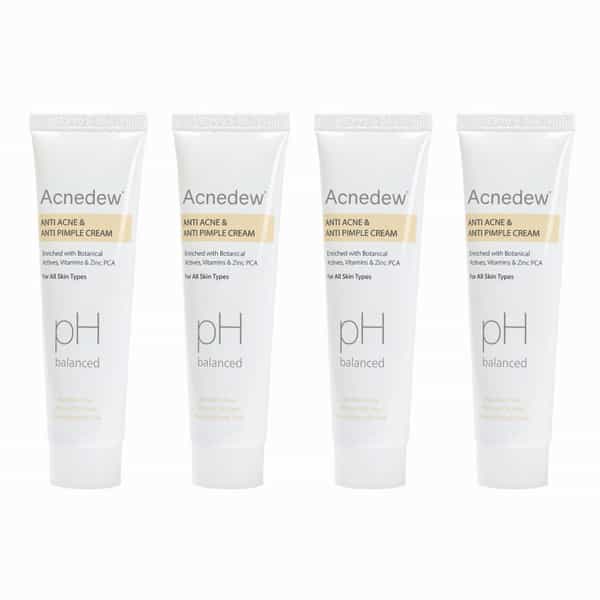 Acnedew Anti Acne & Pimple Cream | With Glycolic Acid & Zinc Pca | Paraben Free (25 Gm Pack Of 4)