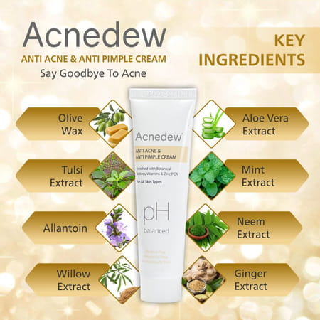 Acnedew Anti Acne & Pimple Cream | With Glycolic Acid & Zinc Pca | Paraben Free (25 Gm Pack Of 4)