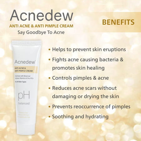 Acnedew Anti Acne & Pimple Cream | With Glycolic Acid & Zinc Pca | Paraben Free (25 Gm Pack Of 4)