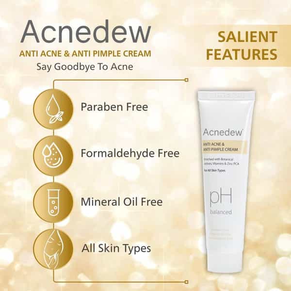 Acnedew Anti Acne & Pimple Cream | With Glycolic Acid & Zinc Pca | Paraben Free (25 Gm Pack Of 4)